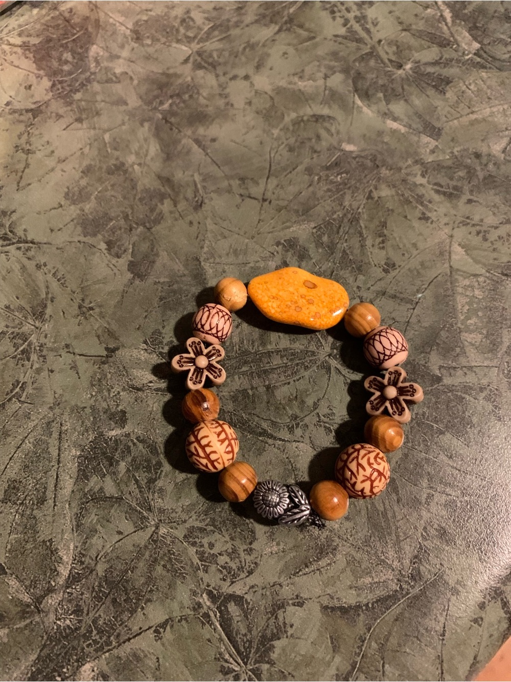 Handmade Golden Brown Beaded Stretch Bracelet